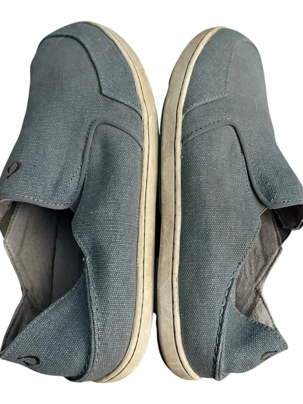 OluKai Mens Nohea Lole Shoes Gray Canvas Slip On Casual Size 8.5